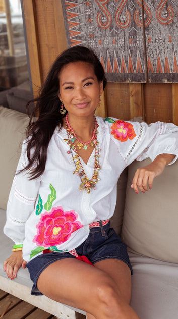 Big White Flower Blouse
