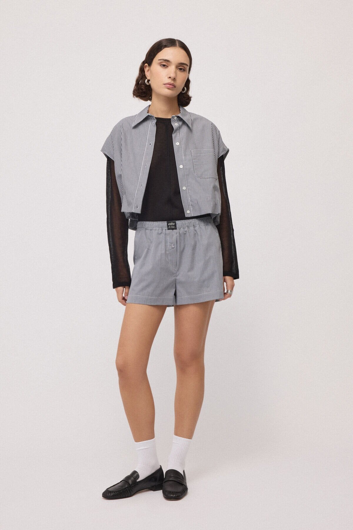 Ottod'Ame Balloon-Effect Shirt Top, Var.Unica stripe, additional view – Haus of Alma