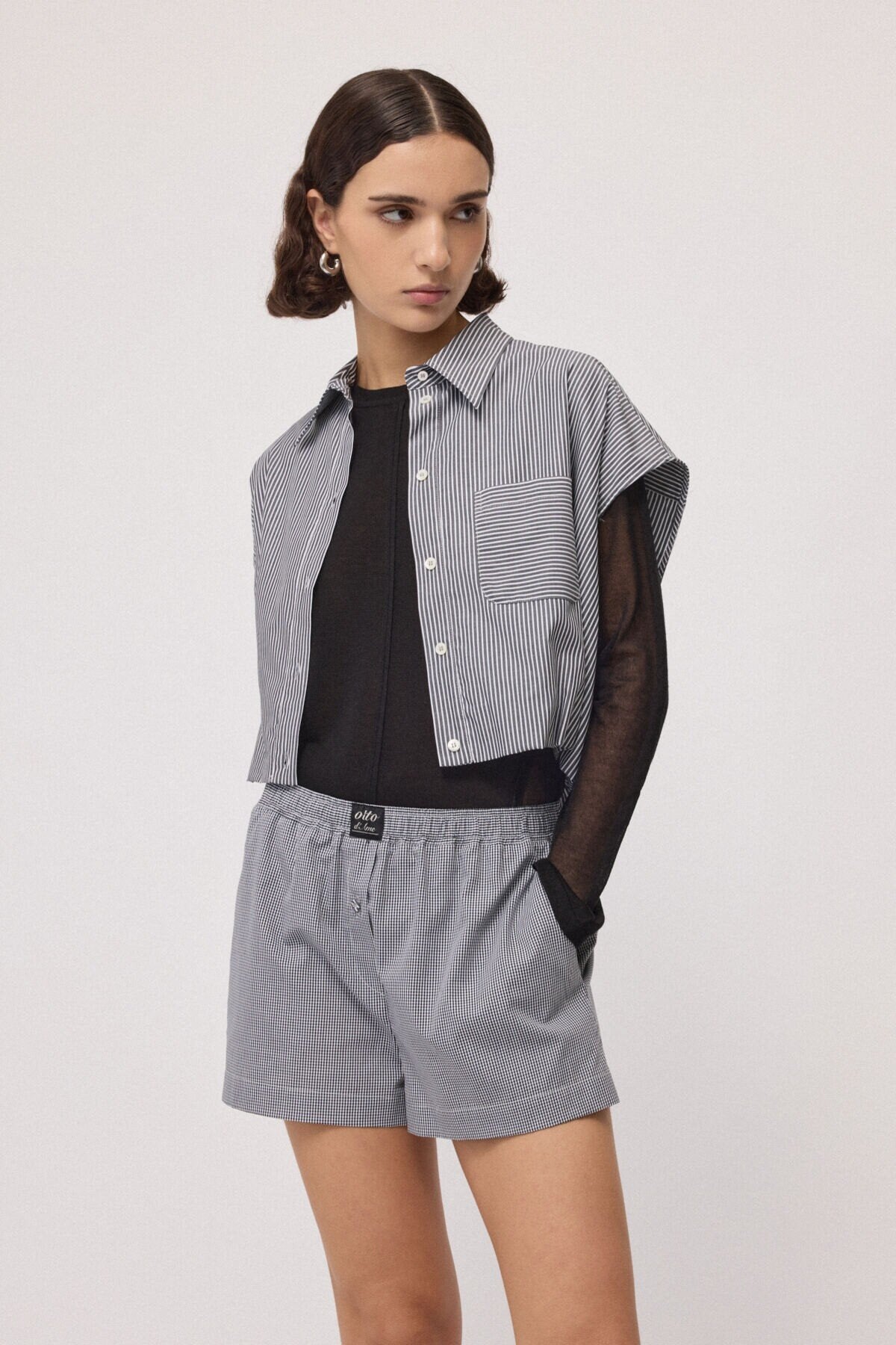 Ottod'Ame Balloon-Effect Shirt Top, Var.Unica stripe, additional detail – Haus of Alma