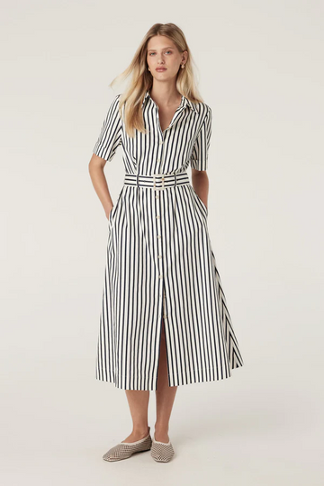 lina stripe shirt dress
