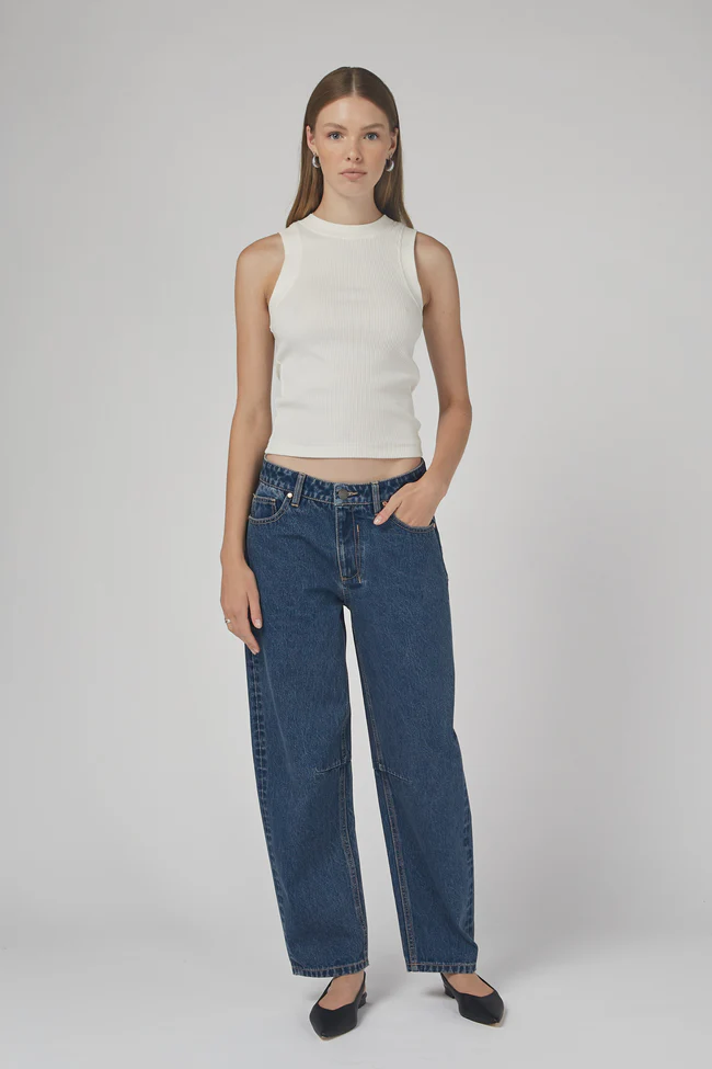 chloe mid rise barrel jeans