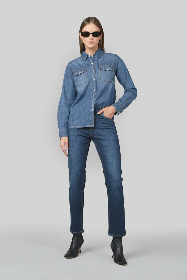 della slim straight jean - astro blue