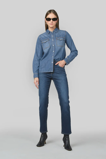 della slim straight jean - astro blue