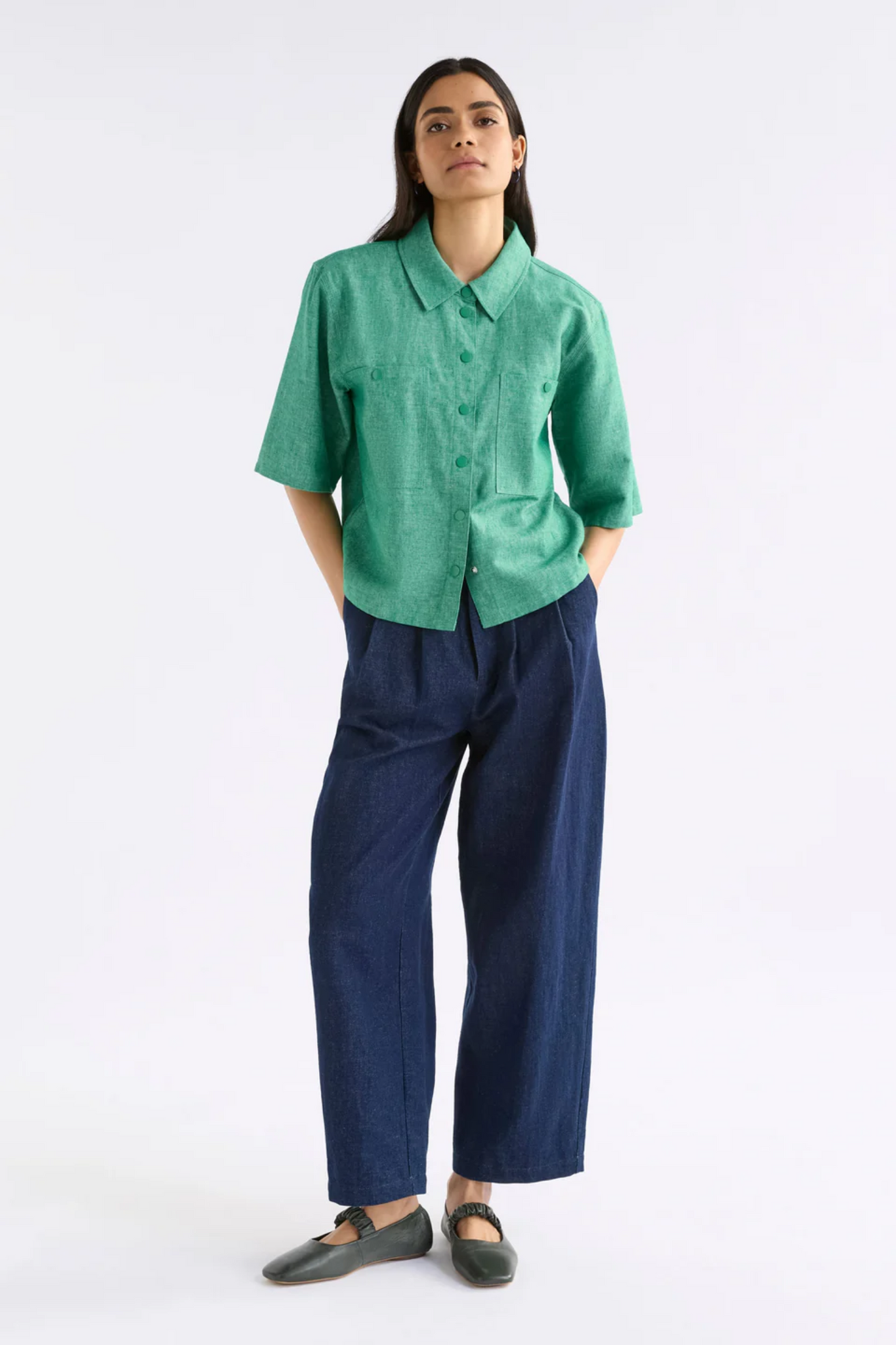 alpah shirt - green speckle