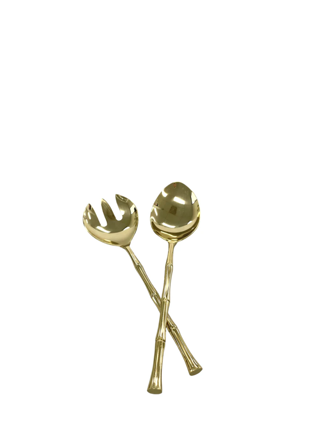 gold bamboo salad servers