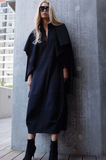 zip cone dress polished ponte