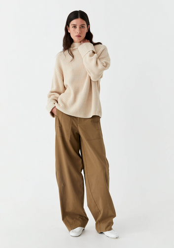 niko high neck knit pullover - stone