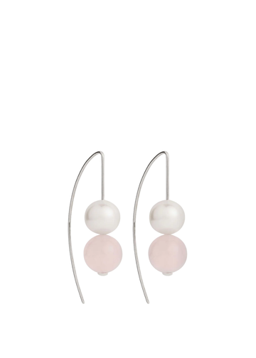 sunset rose quartz & pearl earring