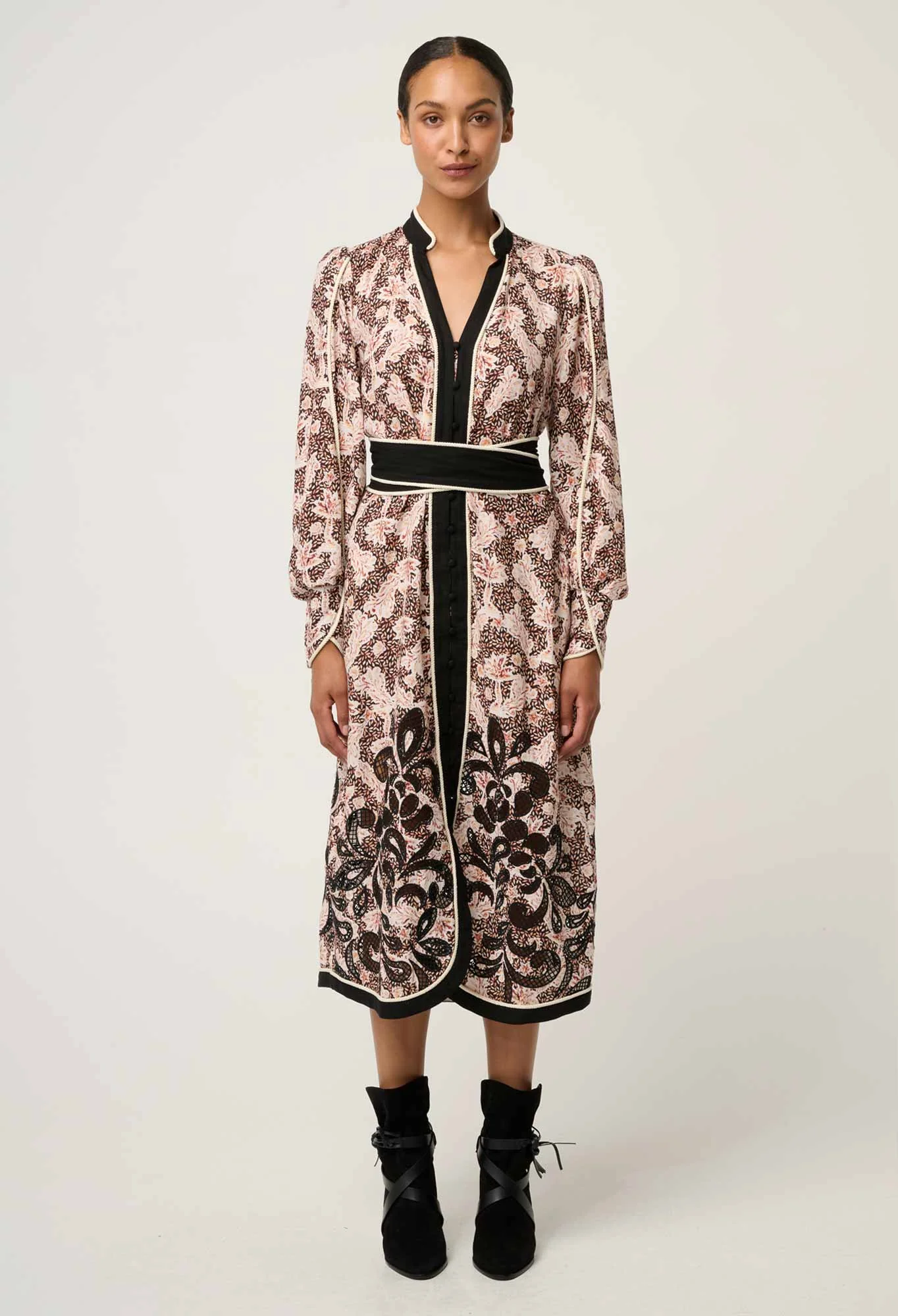 once was - camille viscose linen embroidered dress - Haus of Alma