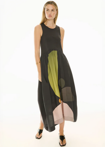 belle art print tank dress