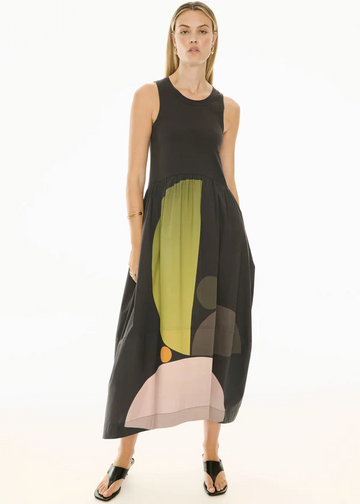 belle art print tank dress