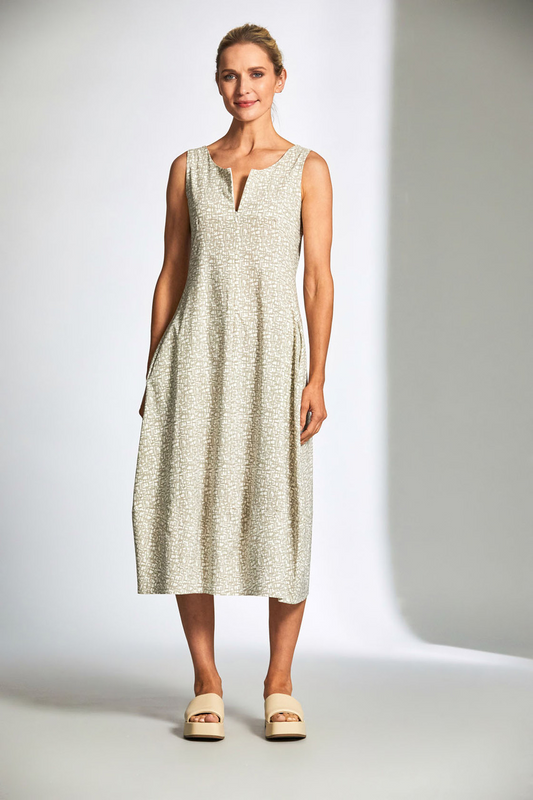 tech print dress - sand