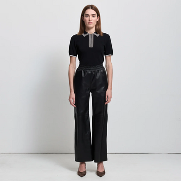 chicago wide leg leather pant