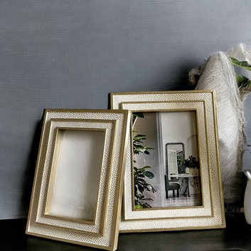 cream & gold shagreen frame