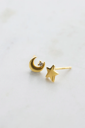 star and moon stud