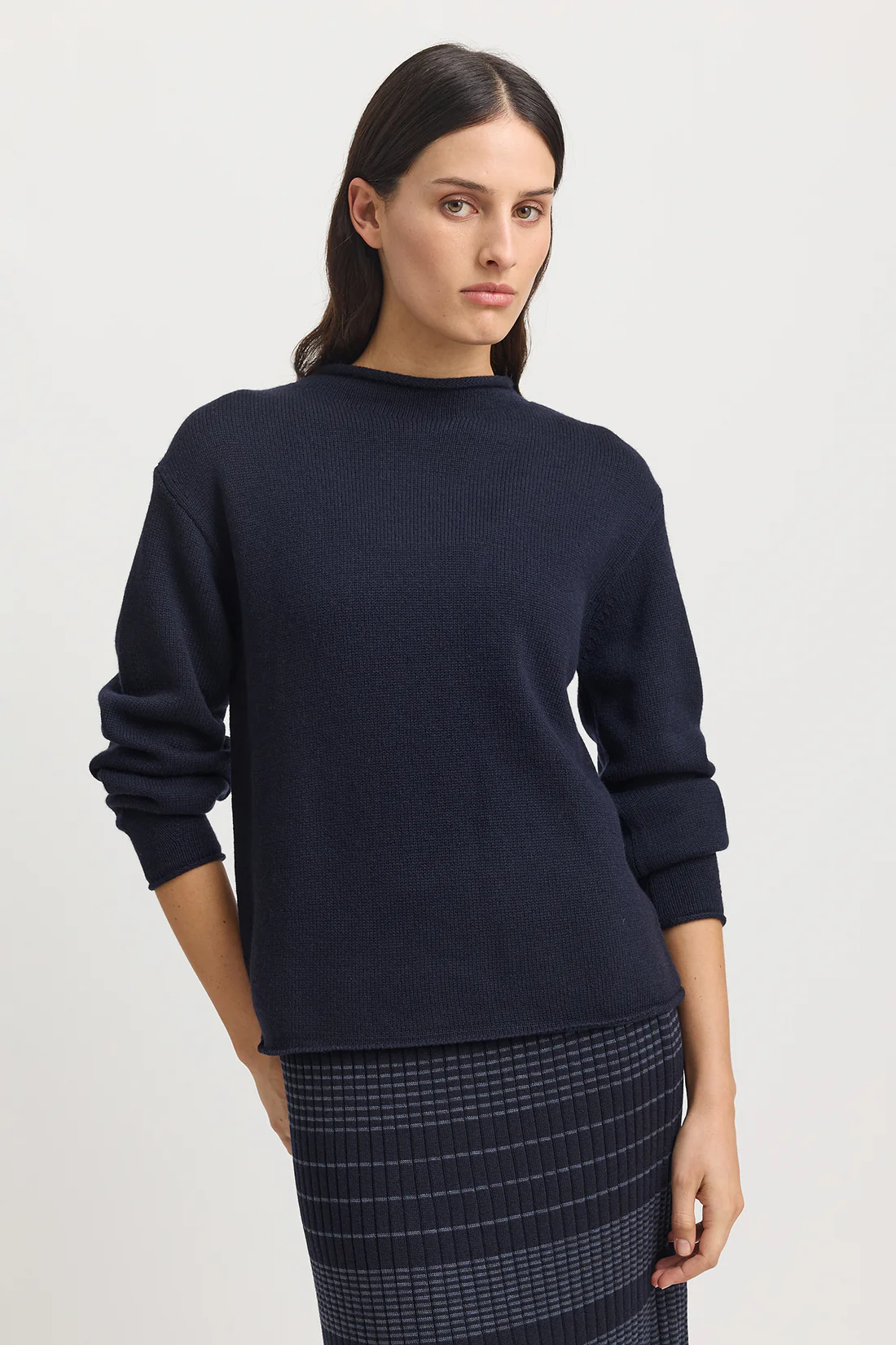 relaxed mock neck