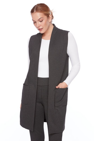 duster vest - checker jacquard