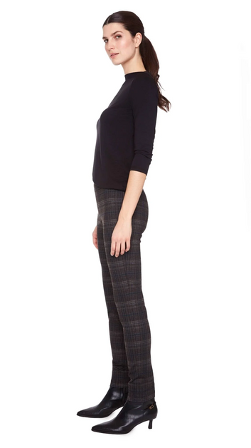 dark plaid full length ponte pant