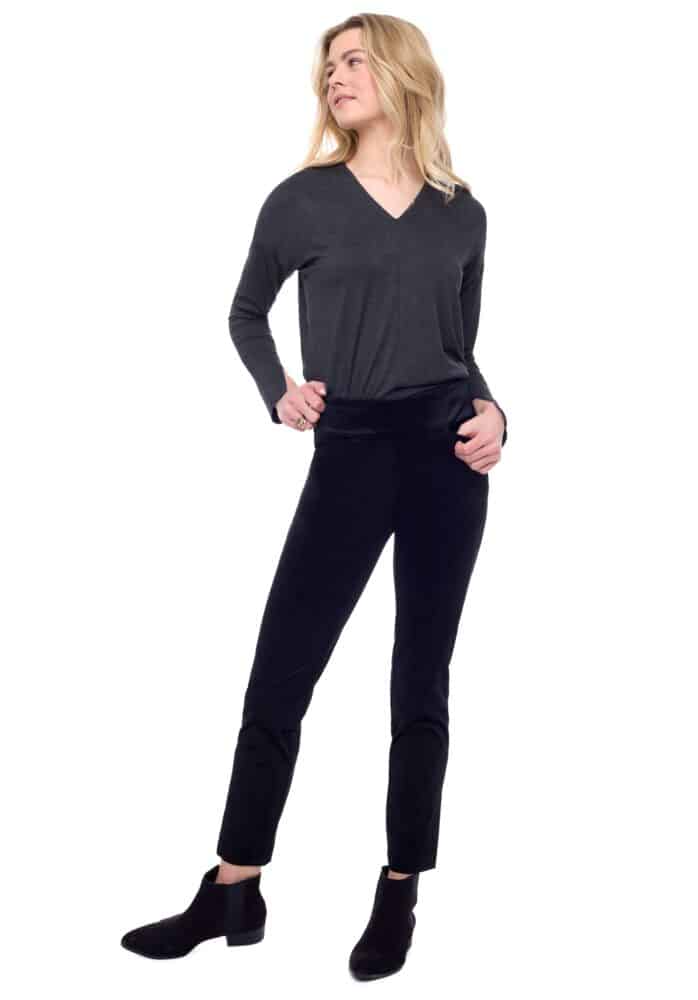 velveteen slim ankle pant -black