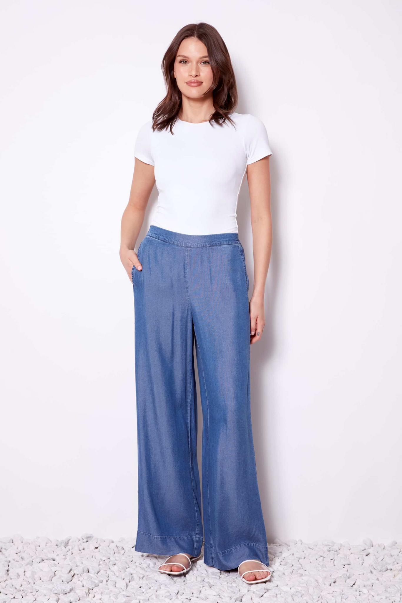 wide leg tencel pant - blue