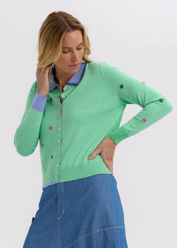 blossoms handwork cardi - spearmint