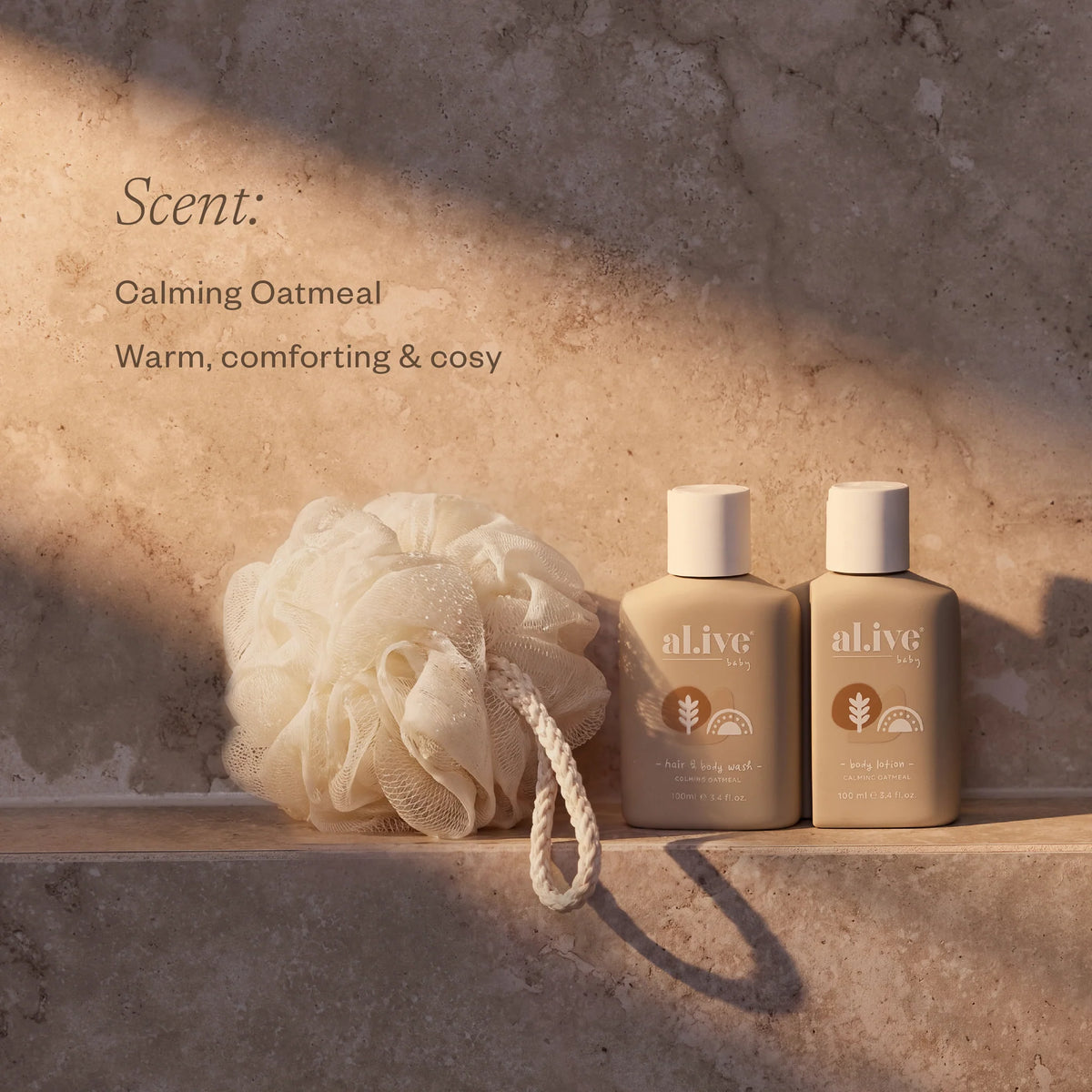 al.ive body Baby Care Travel Ornament Calming Oatmeal, a warm, comforting and cosy scent