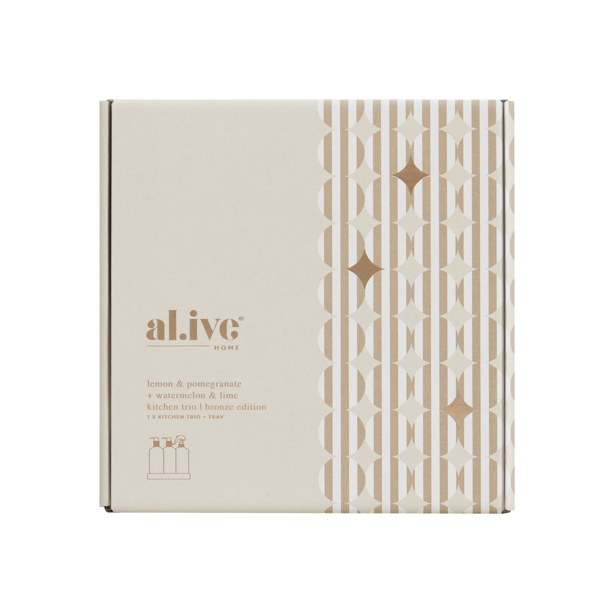 al.ive body Kitchen Trio Bronze Edition limited edition Christmas gift box in Lemon & Pomegranate and Watermelon & Lime