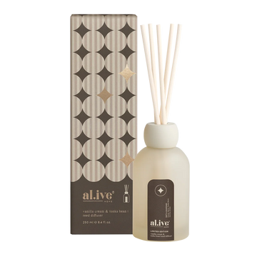 al.ive body Limited Edition Reed Diffuser Vanilla Cream & Tonka Bean 250ml with festive gift box