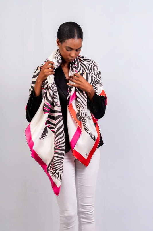 Bellezza Silk Scarf - Dazzle Zebra