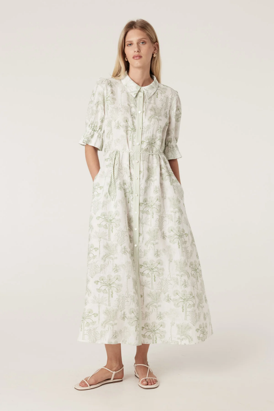 avondale linen dress - palm