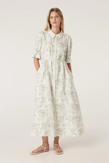 avondale linen dress - palm