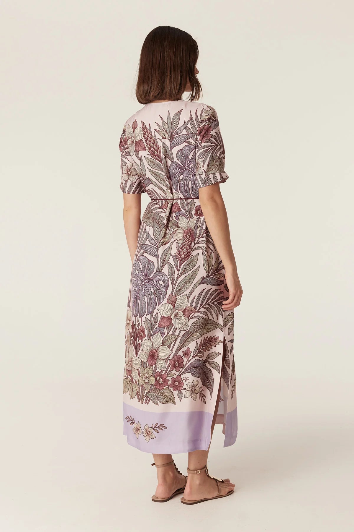 Cable Melbourne Erika Kaftan Dress in Paradise Print, worn - back view