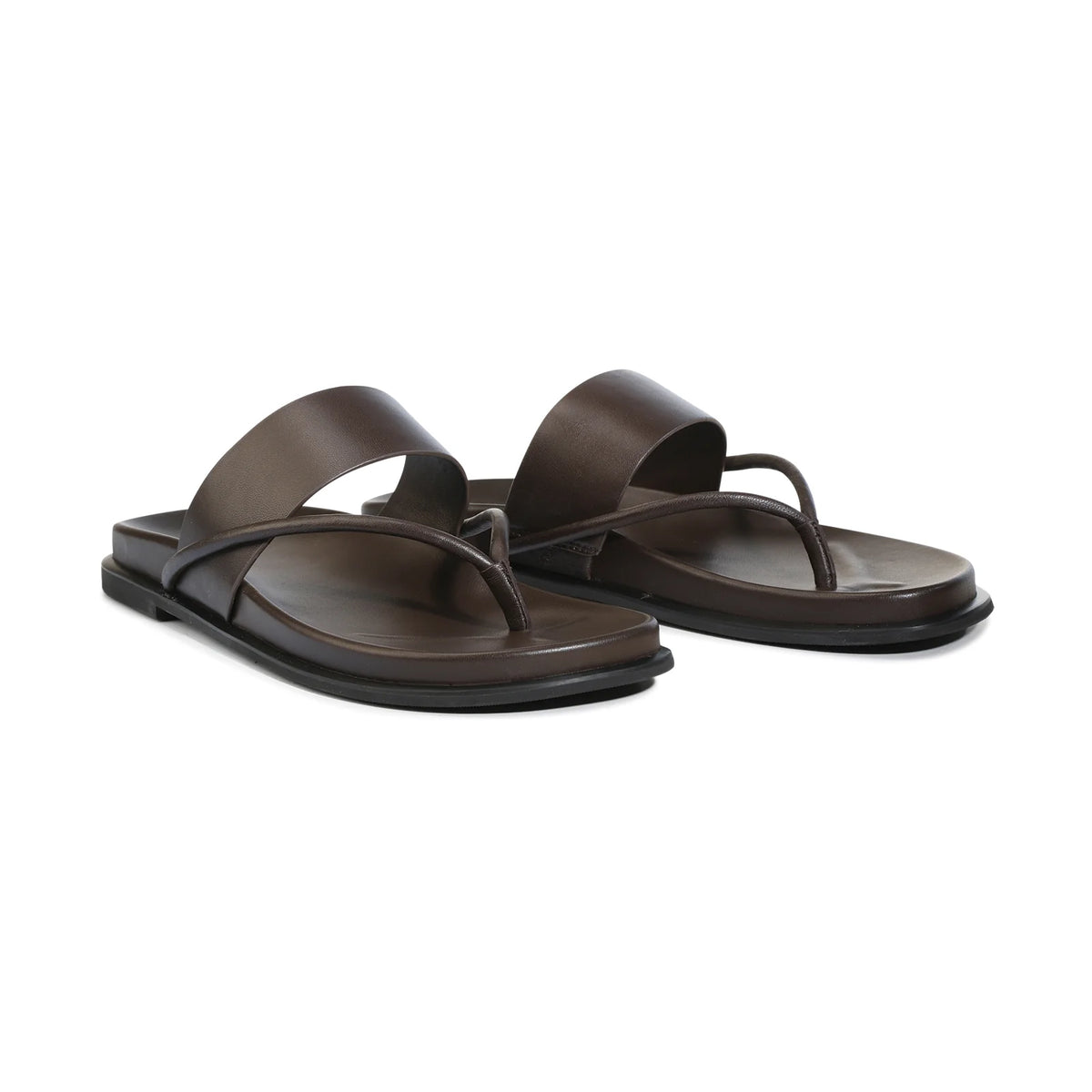 EOS Nalea leather thong slides in Chestnut - pair