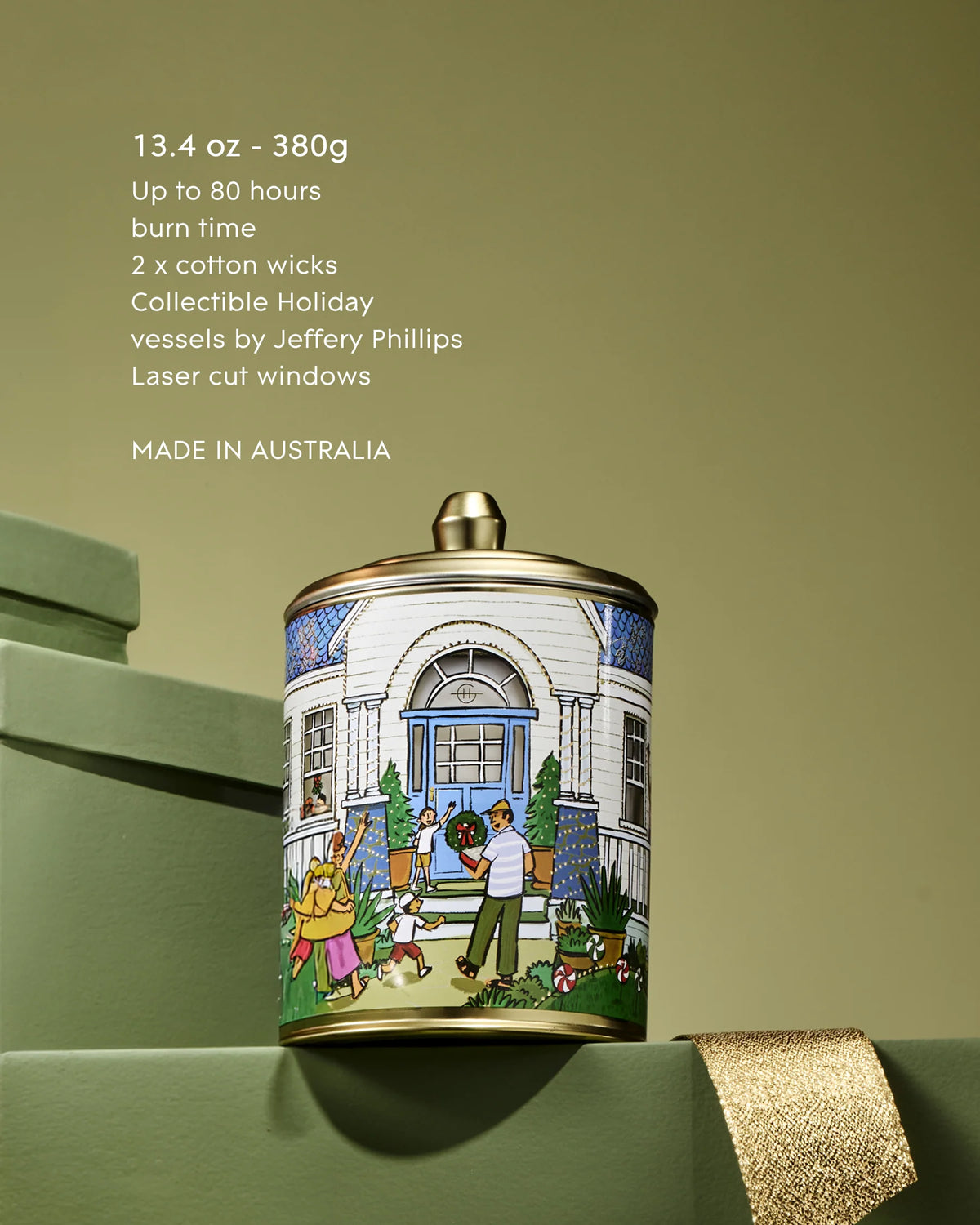 Glasshouse Fragrances Under the Mistletoe 380g Candle, up to 80 hours burn time, collectible vessel by Jeffrey Phillips