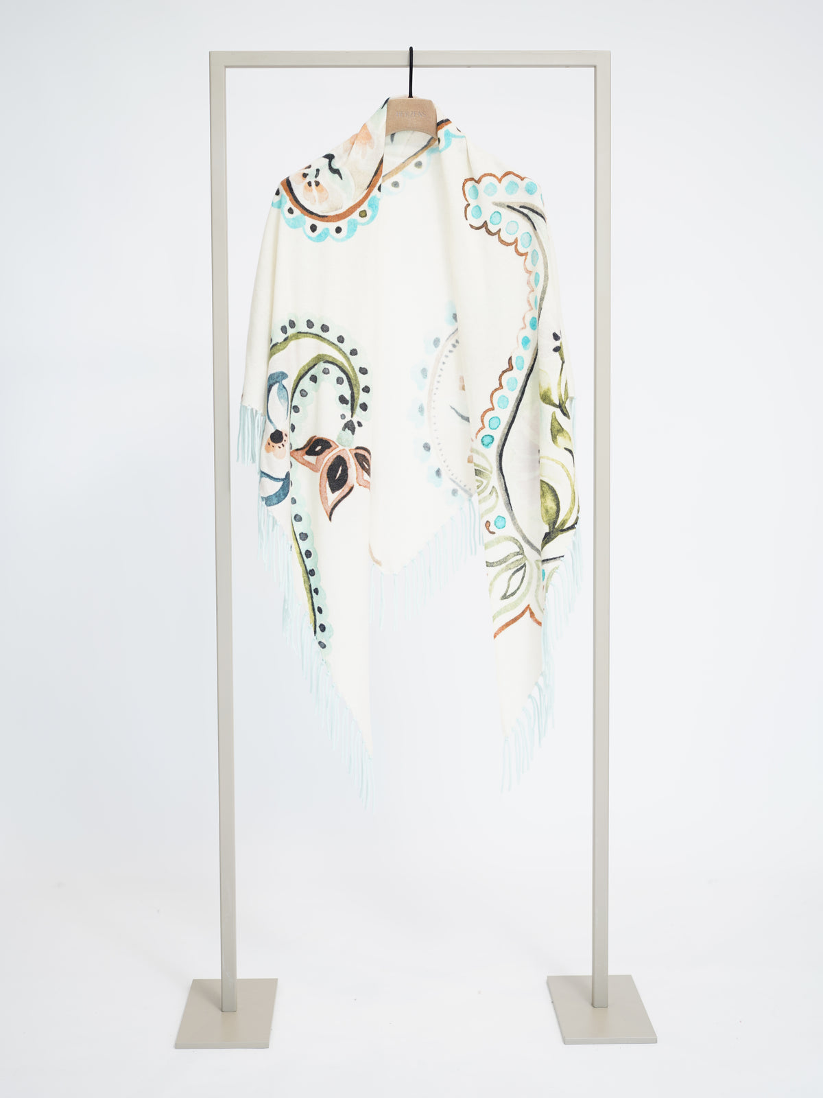 Herzens wool cashmere fringed scarf in Salt Air Multi paisley print – Haus of Alma