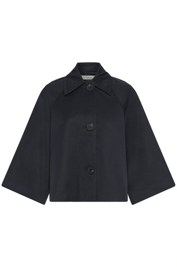 Haus of Alma InWear Hinonaiw Cape Jacket in Marine Blue - cropped cape-back jacket with dolman sleeves, view 01