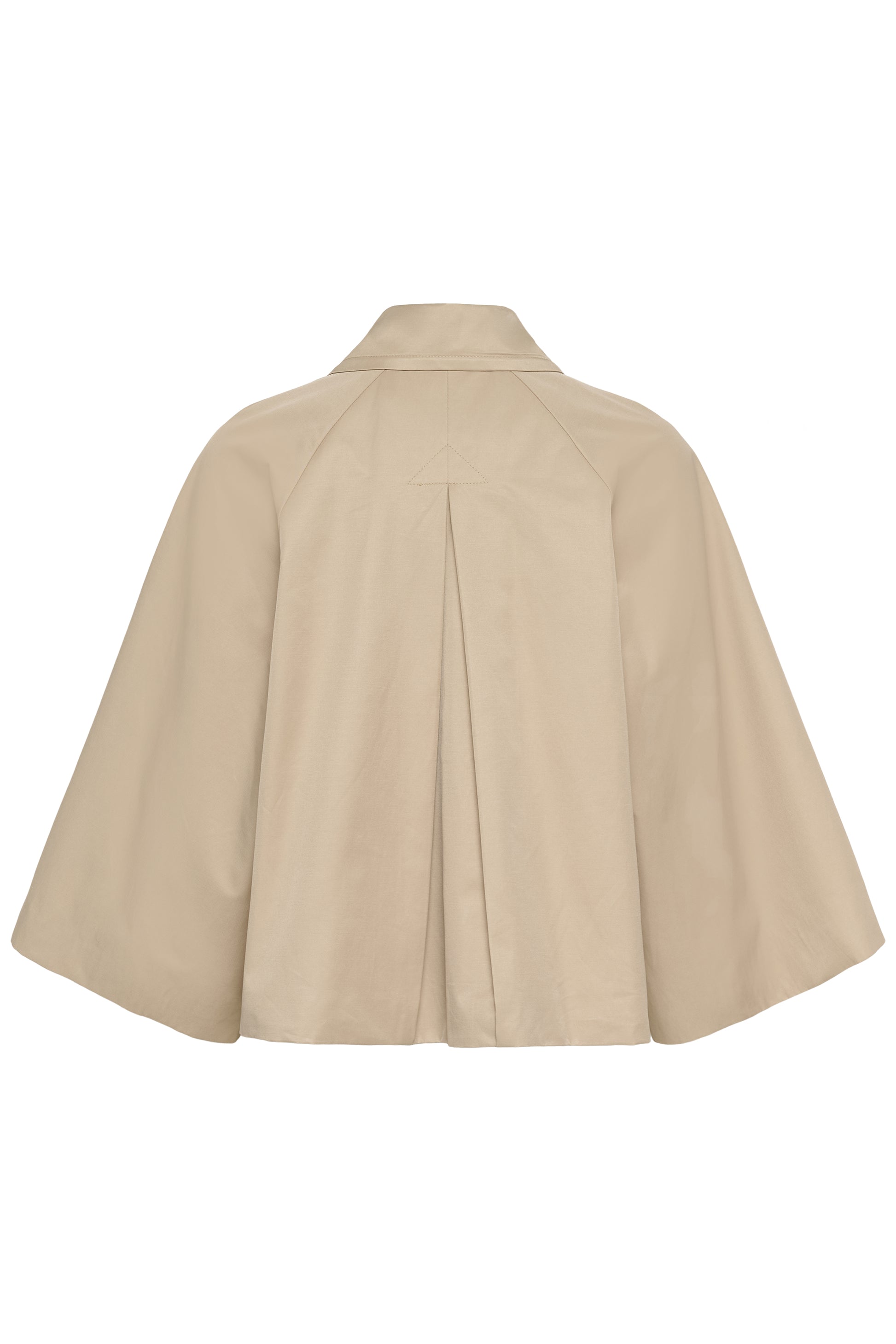 Haus of Alma InWear Hinonaiw Cape Jacket in Sandstone - cropped cape-back jacket with dolman sleeves, view 02