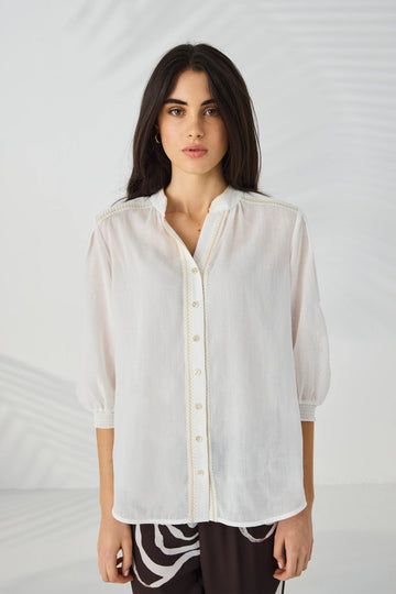 Lania Chloe Shirt in Off White - front