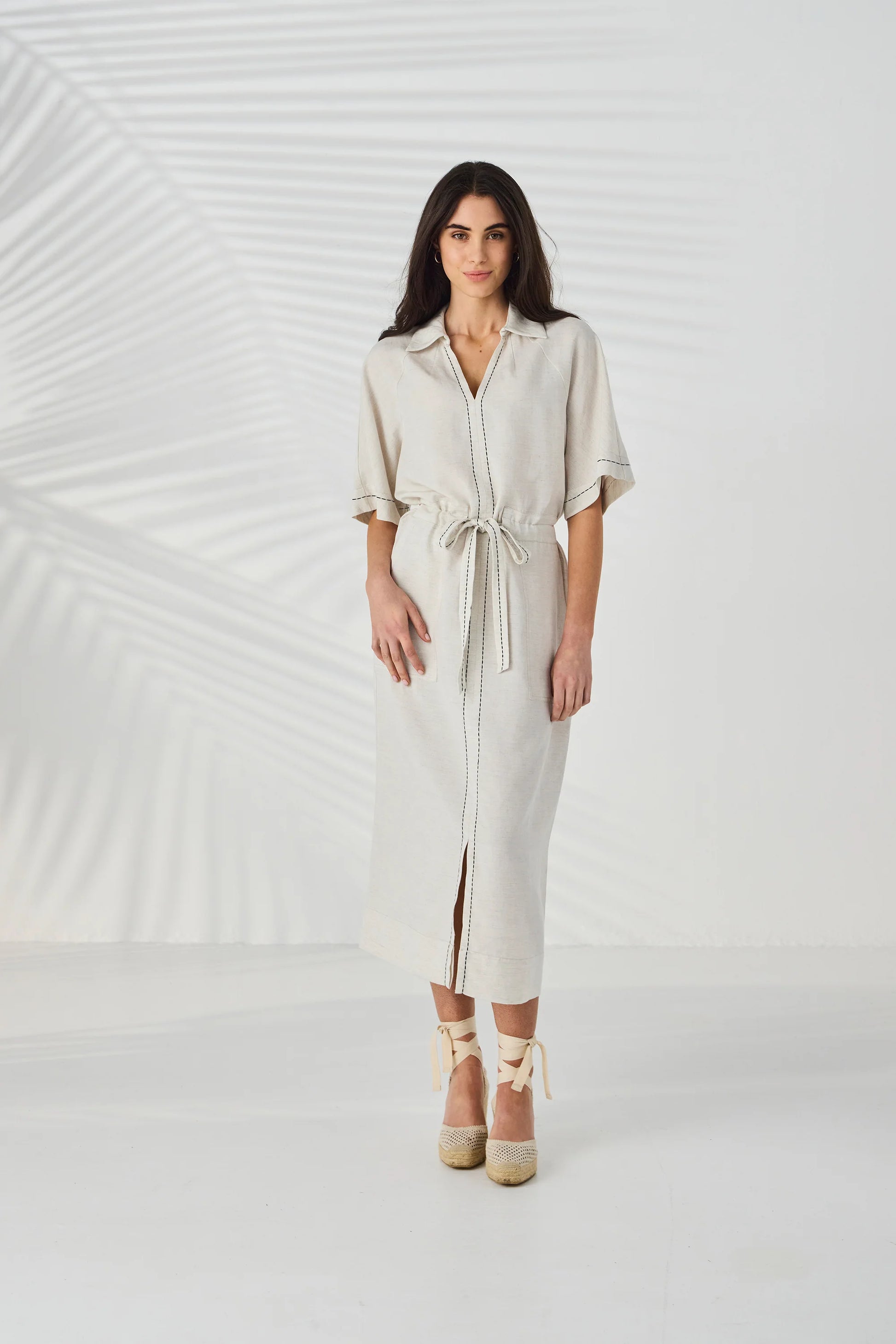 Lania Court Dress in Natural - front
