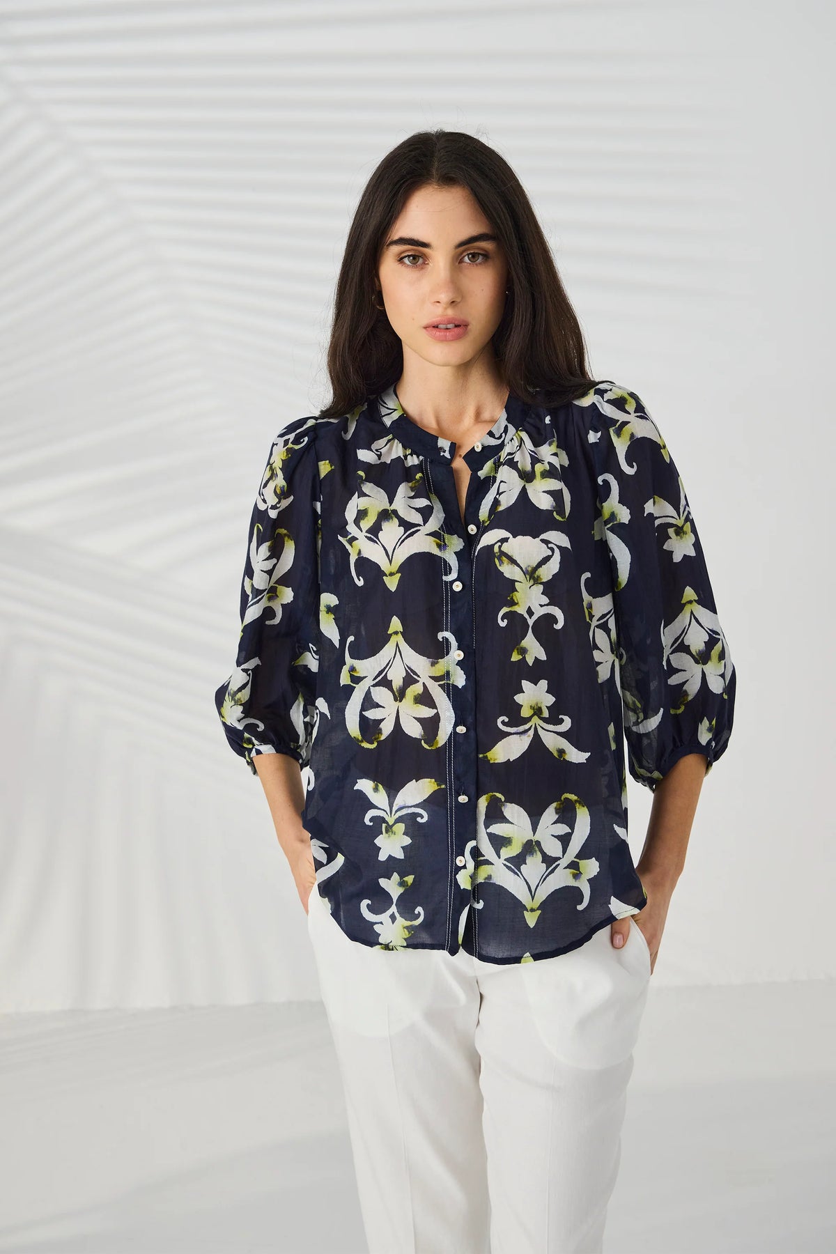 Lania Montage Shirt in Indigo - front (close-up)