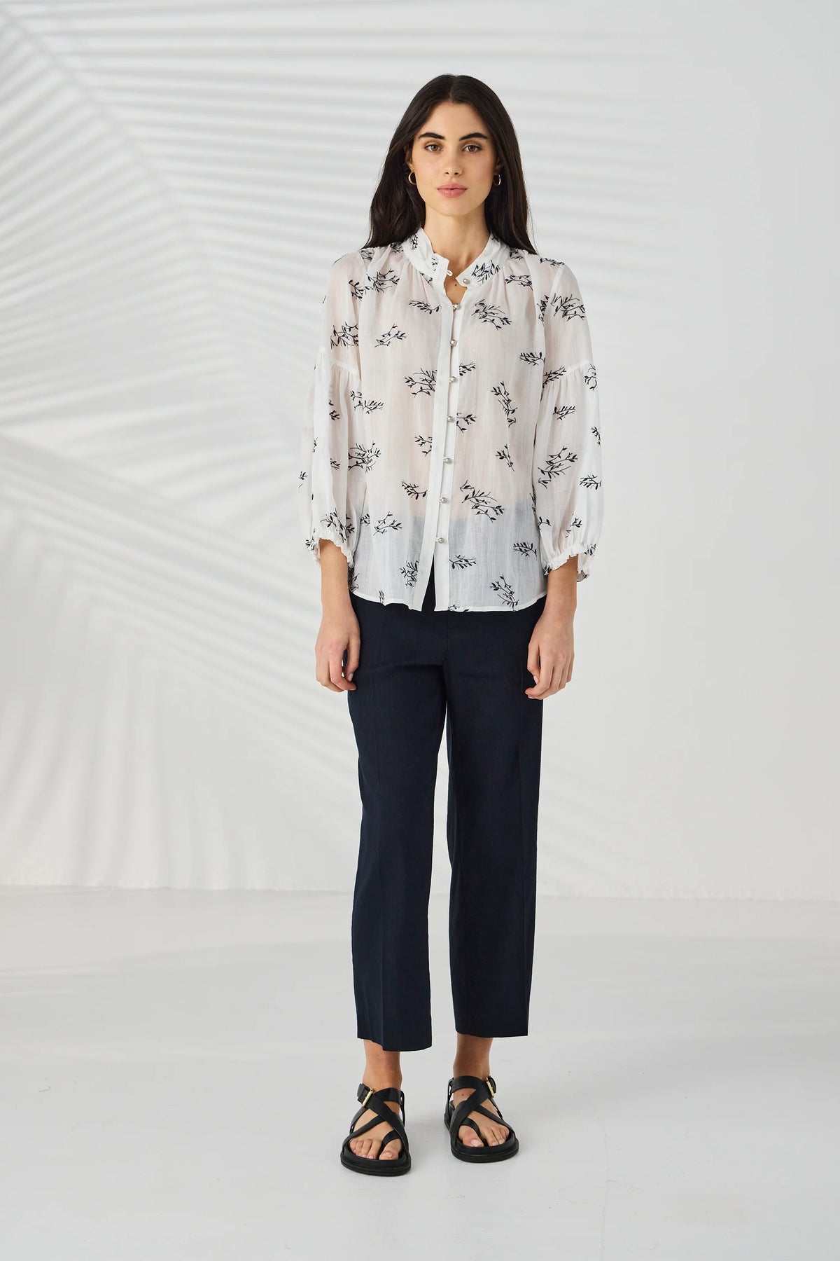 Lania Twig Shirt in Off White - styled with tailored trousers