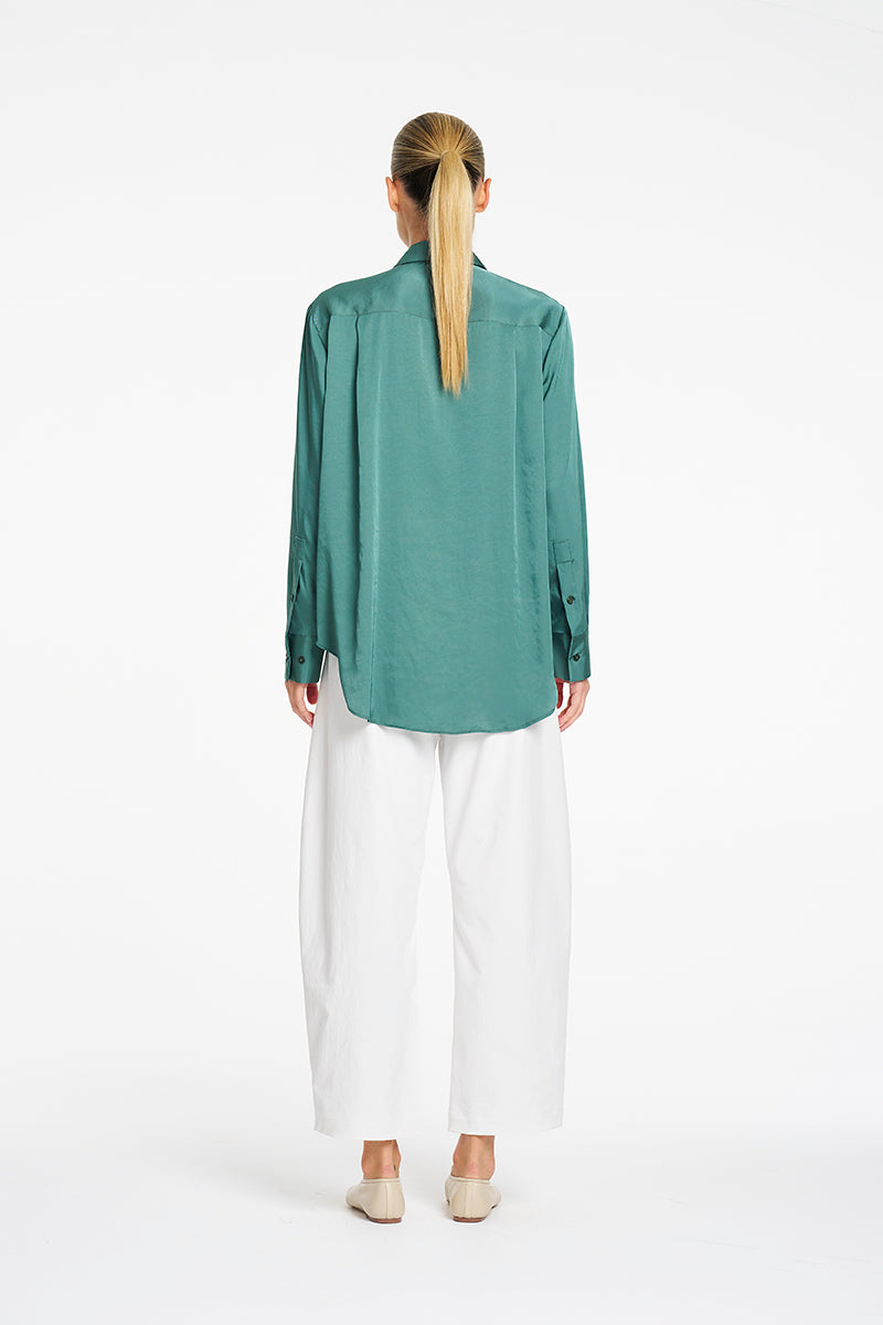 Mela Purdie Barrel Leg Pant in Ivory, Gravitene fabric – back view