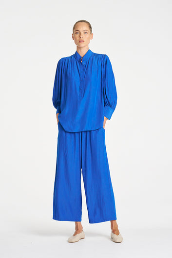 Mela Purdie Pace Pant in Lagoon, Mache fabric – front view
