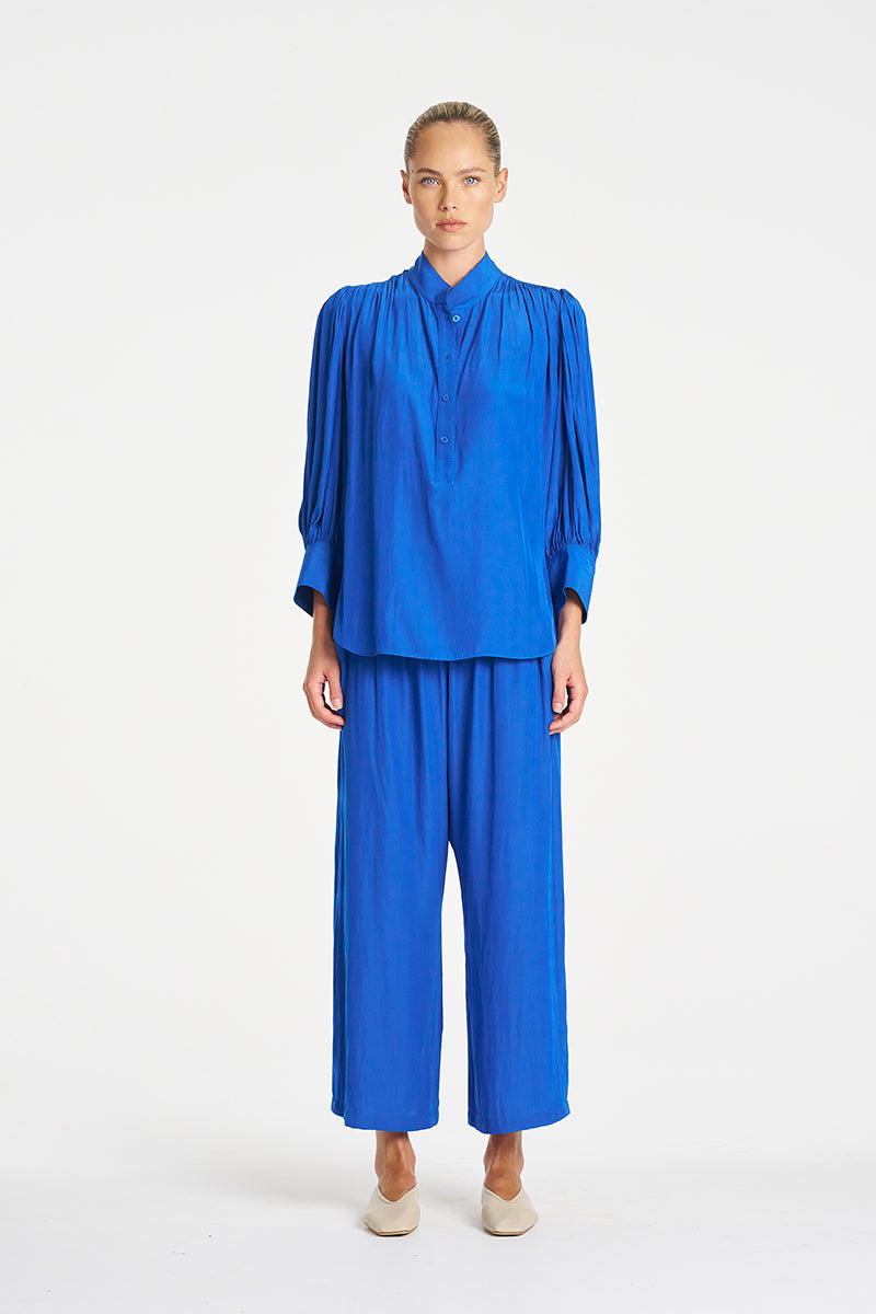 Mela Purdie Pavillion Blouse in Lagoon, Mache fabric – front view
