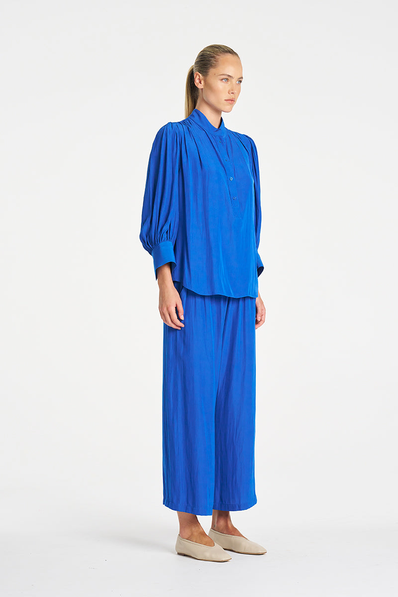Mela Purdie Pavillion Blouse in Lagoon, Mache fabric – side view