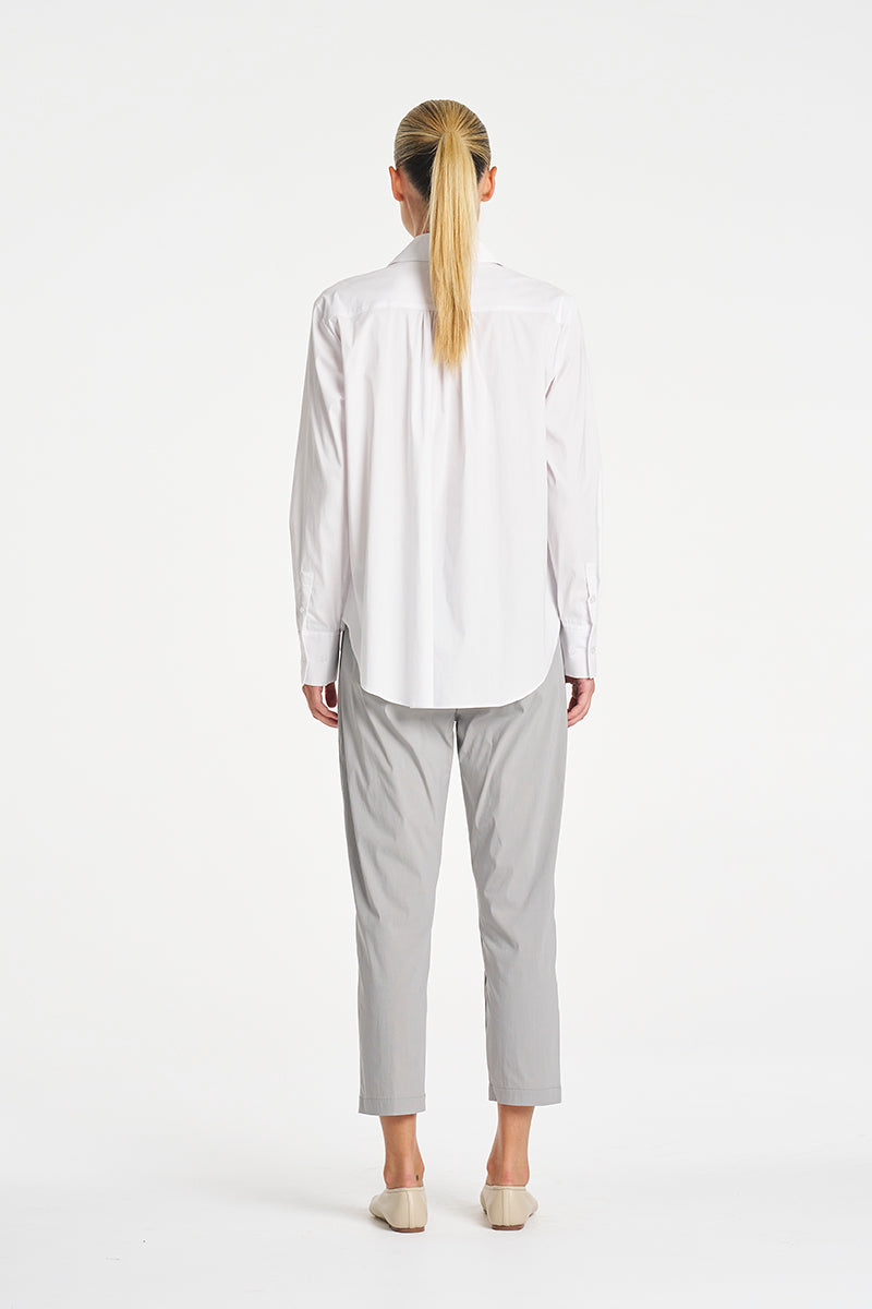 Mela Purdie Pioneer Shirt in White, Microprene fabric – back view