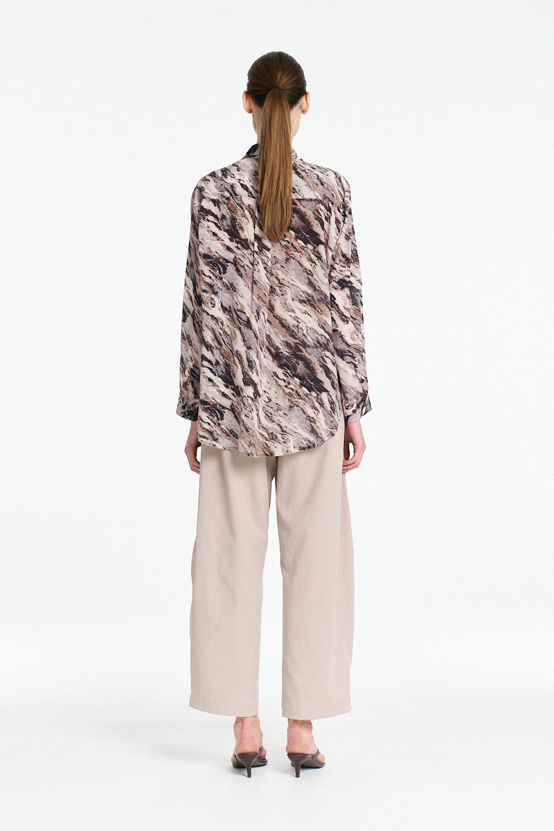 Mela Purdie Soft Shirt in Agate, Agate Print Silk fabric – back view