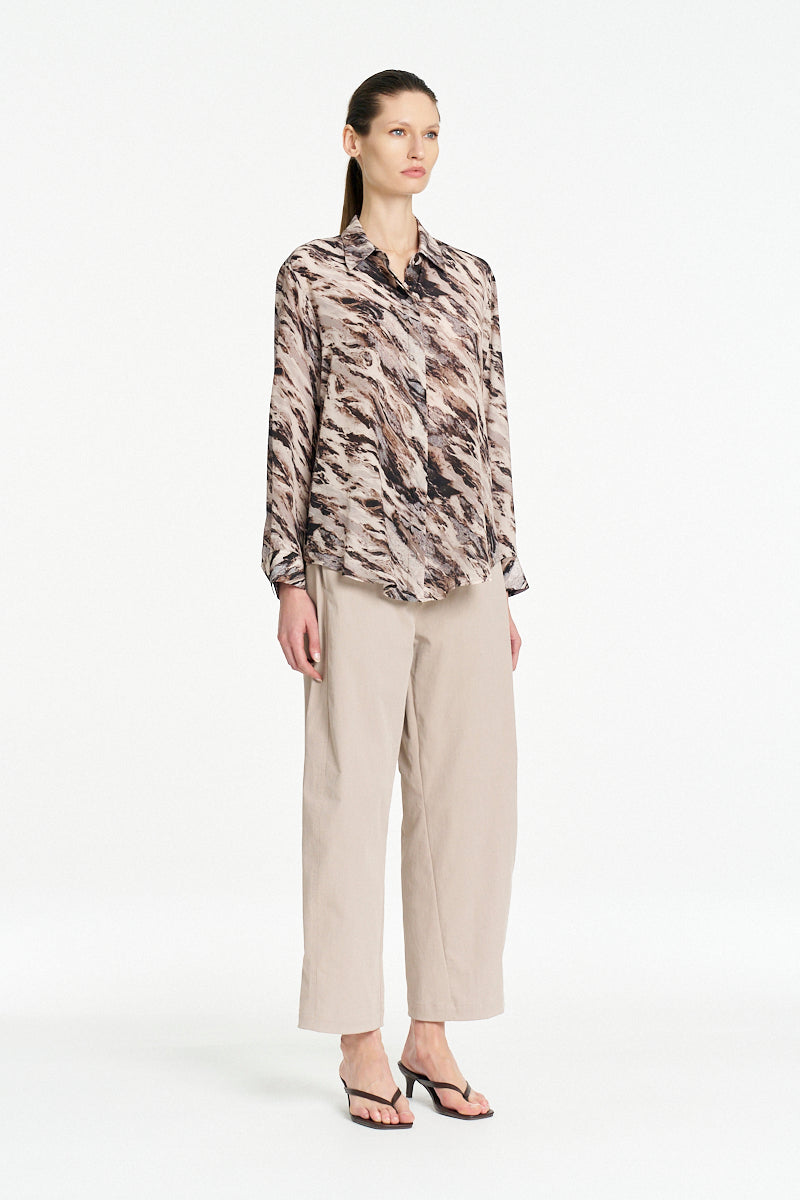 Mela Purdie Soft Shirt in Agate, Agate Print Silk fabric – side view