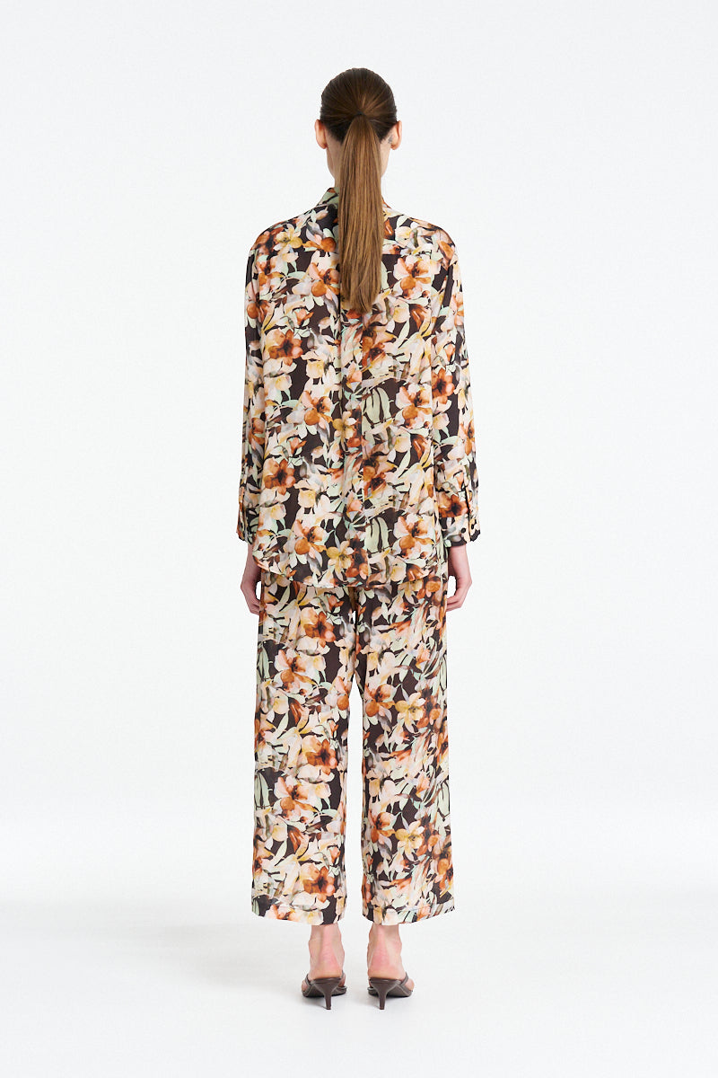 Mela Purdie Soft Shirt Silk in Mint Floral – back view
