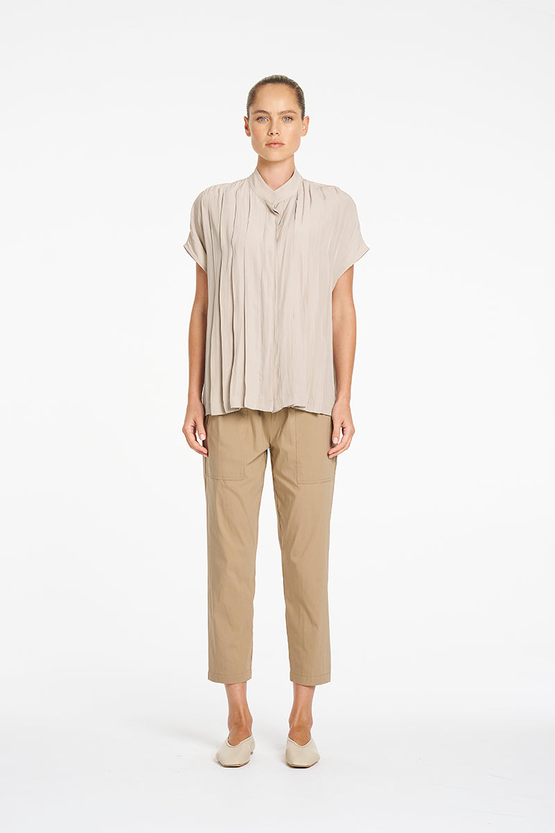 Mela Purdie Zip Tapered Pant in Elm, Microprene fabric – front view